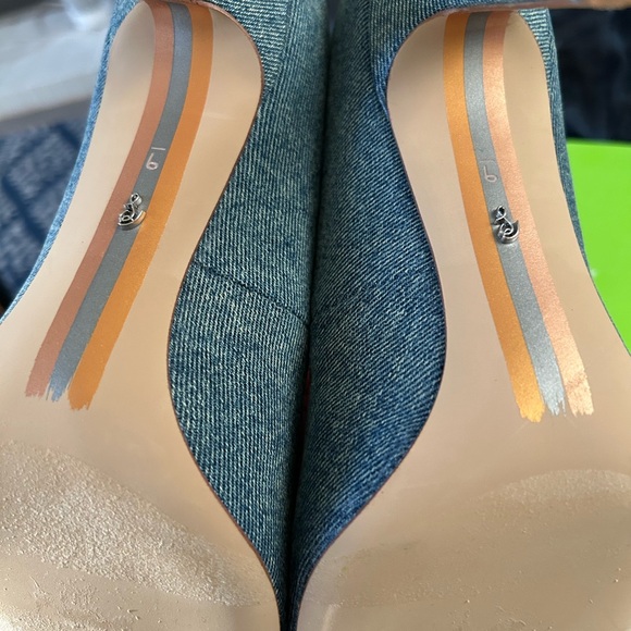 Sam Edelman Denim Pointed-Toe Beaded Stiletto Heels - Blue - Picture 5 of 7